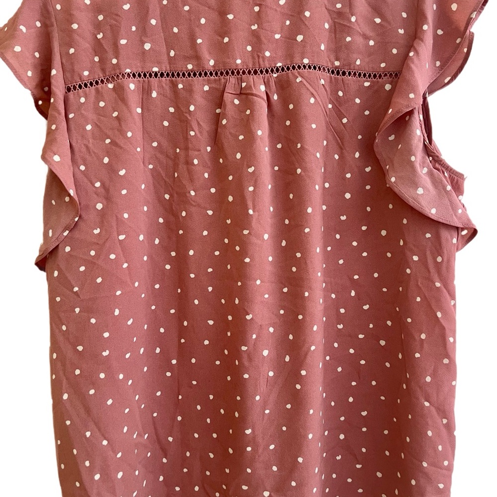 Polka Dot Ruffle Sleeve Top - Pink